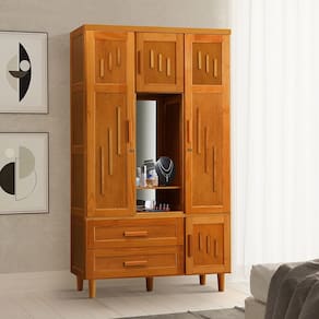 Guarda - Roupa Roupeiro Talismã Capelinha em Madeira Maciça 2,20x1,22 Castanho