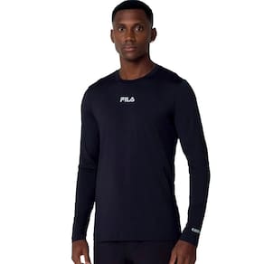 Camiseta Fila Sun Protect Breezy Masculina Manga Longa Preto/Prata