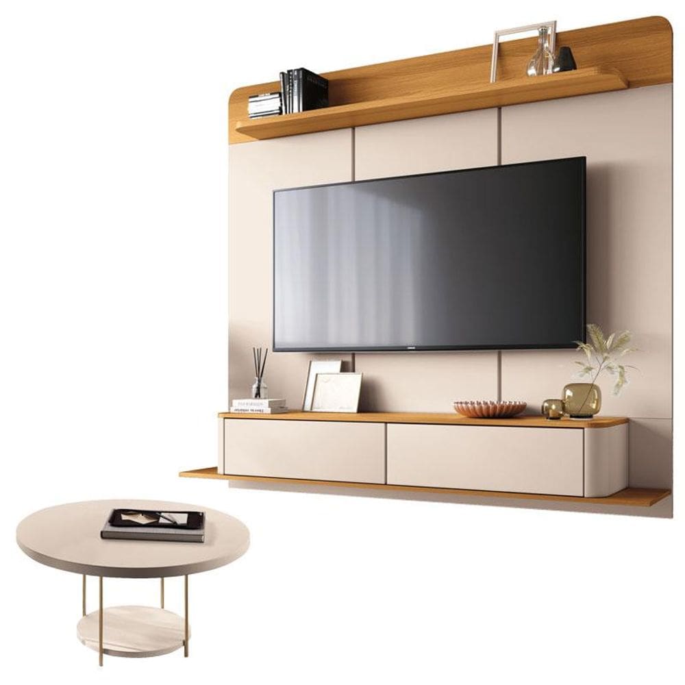 Home Suspenso Galax Cinamomo Off White e Mesa de Centro Sky Off White- HB Móveis