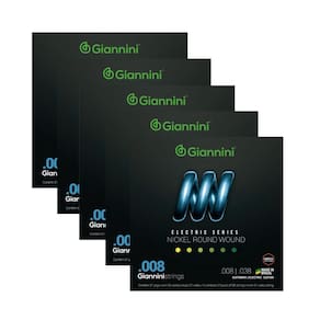 Kit 5 Encordoamento Guitarra Giannini Electric GEEGST08 Nickel .008"