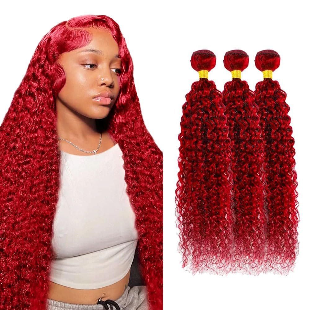 Pacotes de cabelo DiexRlamx Burgundy Kinky Curly 60 cm 3 pacotes