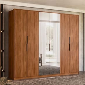 Guarda Roupa Casal 6 Portas Com Espelho E 6 Gavetas Atrice Nogueira Touch