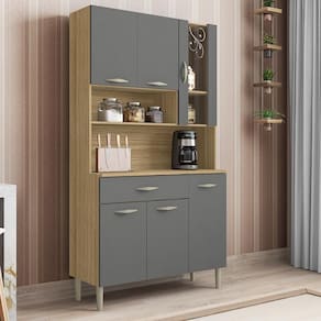 Armário De Cozinha Compacta 6 Portas 1 Gaveta Golden Freijó-gris