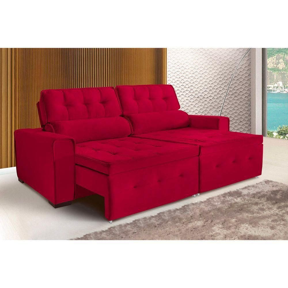 Sofá Dallas 2 Lugares 1,60cm Retrátil E Reclinável -de Casa Décor E Estofados Vermelho
