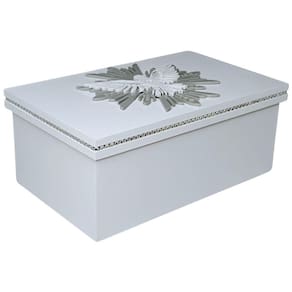 Caixa Strass Presente Para Batizado Com Símbolo Pomba Do Espirito Santo (25x15x10,5)