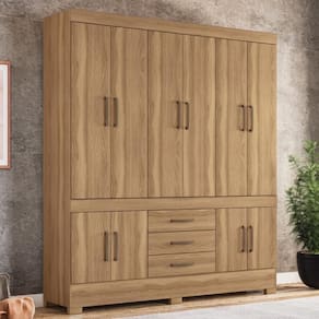 Guarda Roupa Casal 10 Portas E 3 Gavetas New Murano Amêndola Touch