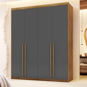Guarda Roupa Casal 4 Portas 3 Gavetas Pequim Nature-alasca