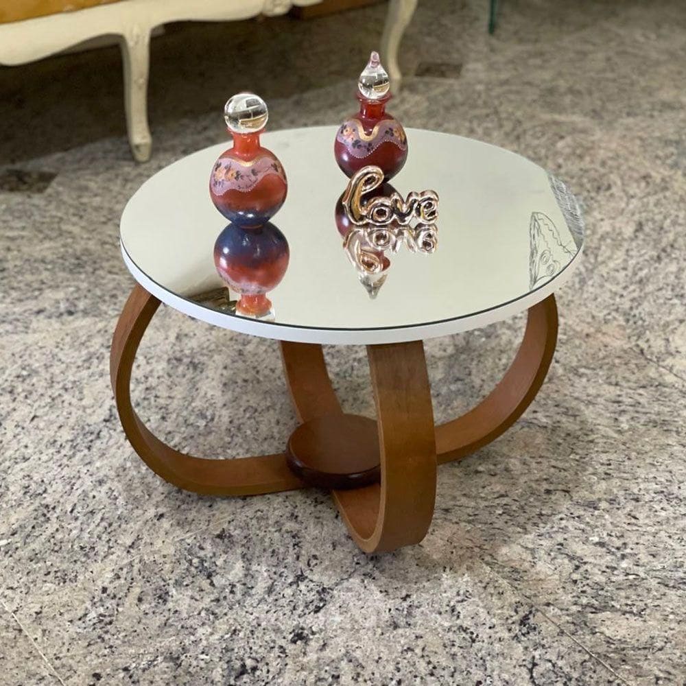 Mesa De Centro E Lateral Pés Cebola 50x35cm Espelhada Cor Branco