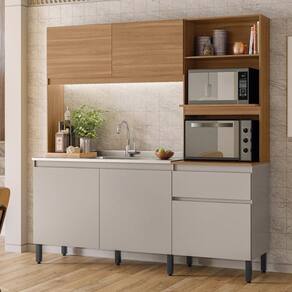 Armário De Cozinha Compacta 5 Portas 1 Gaveta Amaranto Amêndola Touch-nude Tx