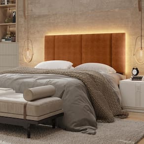 Cabeceira Casal Estofada Com Led Boucle Teracota
