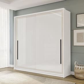 Guarda-roupa 2 Portas de Correr 2 Gavetas Móveis Valência Branco