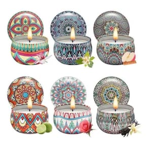 Kit 5 Super Velas Cera Coco E Soja Aromatizada Em Lata