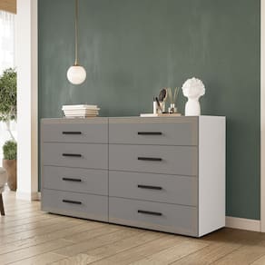 Cômoda 8 Gavetas 83,5x150x46 Cm Valência Branco/Cinza