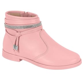 Bota Coturno Juvenil Menina Molekinha Cano Curto Detalhe Brilho