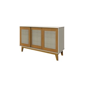 Buffet Detroit 3 Portas Off White/Madeira – Tebarrot Móveis