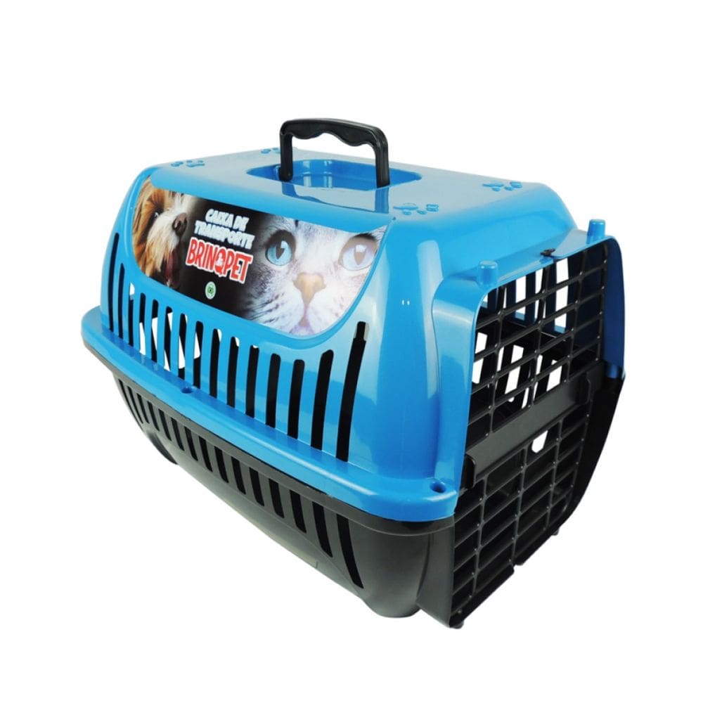 Caixa Transporte De Pets N°1 Azul Cachorros E Gatos Até 3Kg