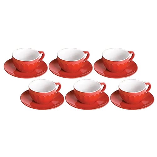 imagem-Conjunto de Xícaras com Pires Cazza Amor em Cerâmica Vermelho 6 Peças 80ml