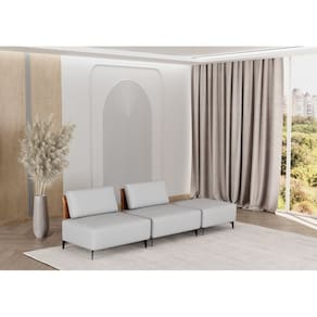 Sofá Dream Box Moderno Modular 2,40m Cinza com Courino Terracota - Rede Móveis
