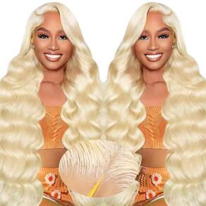 Peruca frontal de renda XNJ 613 Cabelo humano 200% densidade loira 22"