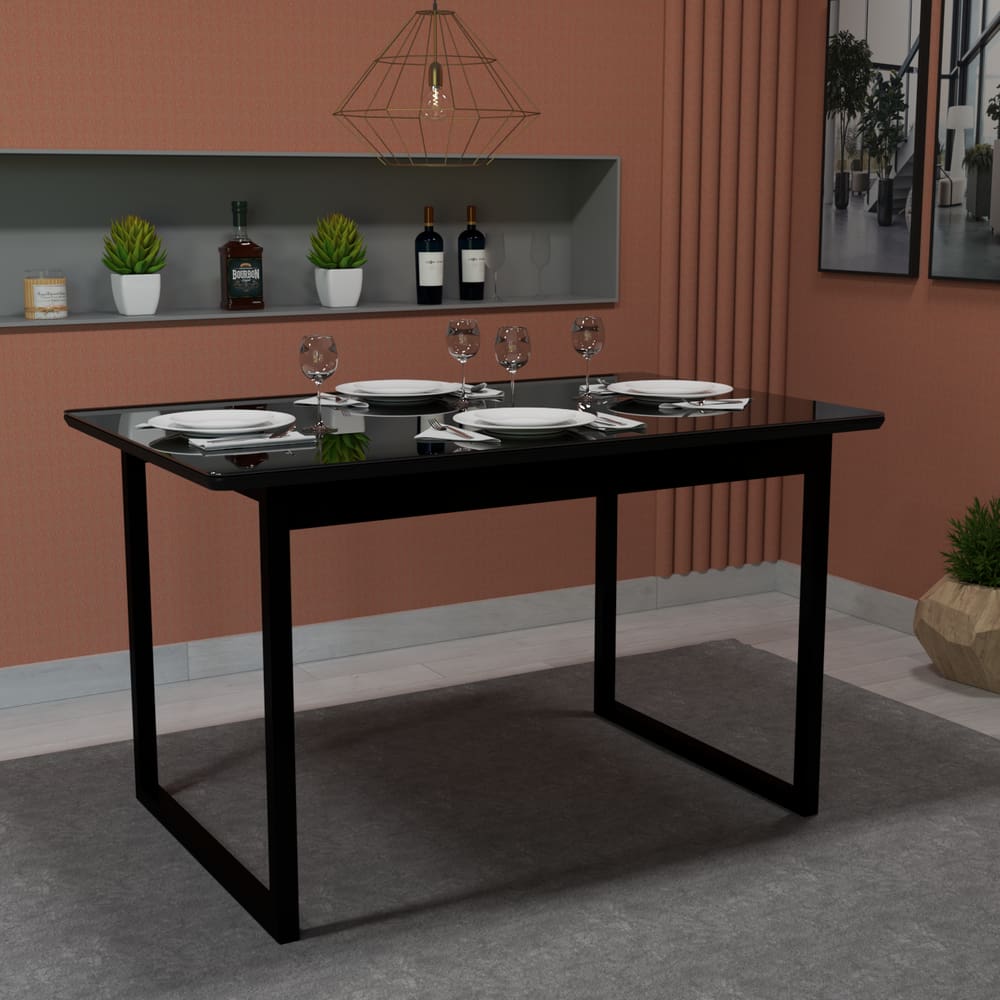 Mesa De Jantar Retangular 120x80 Estilo Industrial Compacta MDF E Ferro Para 4 Pessoas