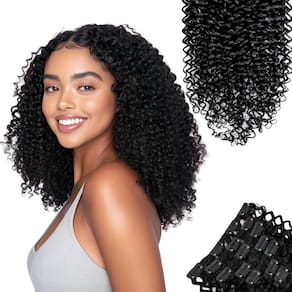 Extensões de clipe SIYUSI Kinky Curly 120 g 7 unidades de 18 polegadas