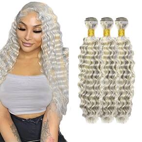 Pacotes de cabelo HuxoWax 613 Blonde Deep Wave 18 20 22 cm