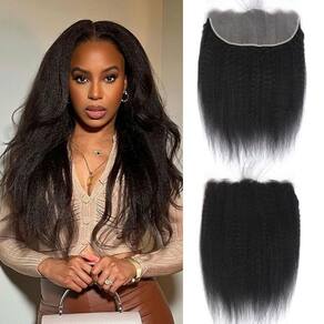 Lace Frontal Dekcain Kinky Straight 13x6 100% cabelo humano 12cm