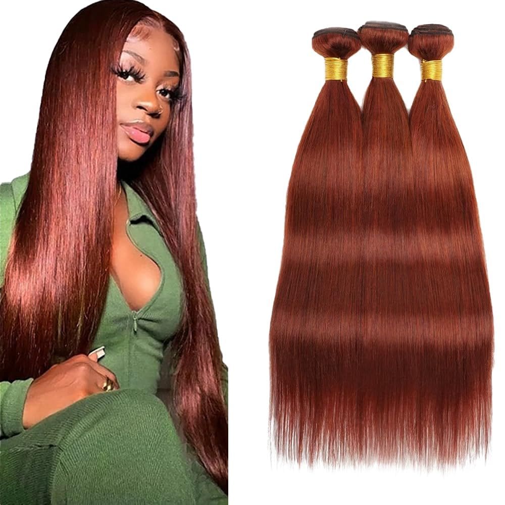 Pacotes de cabelo HuxoWax Copper Red Straight Brazilian Virgin