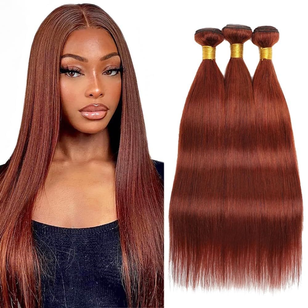 Extensões de cabelo ZevPiul Brazilian Virgin #33 Copper Red 300g