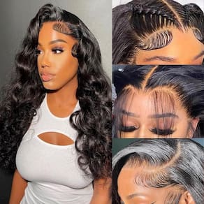 Perucas frontais de renda Neailrtise Body Wave 20", cabelo humano 20%