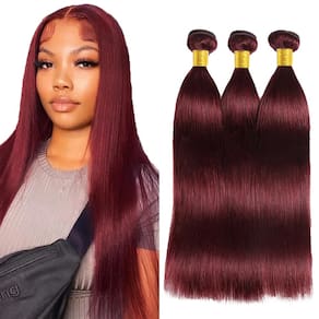 Pacotes de cabelo humano #99J Burgundy em linha reta 50g 20cm 22cm 24cm
