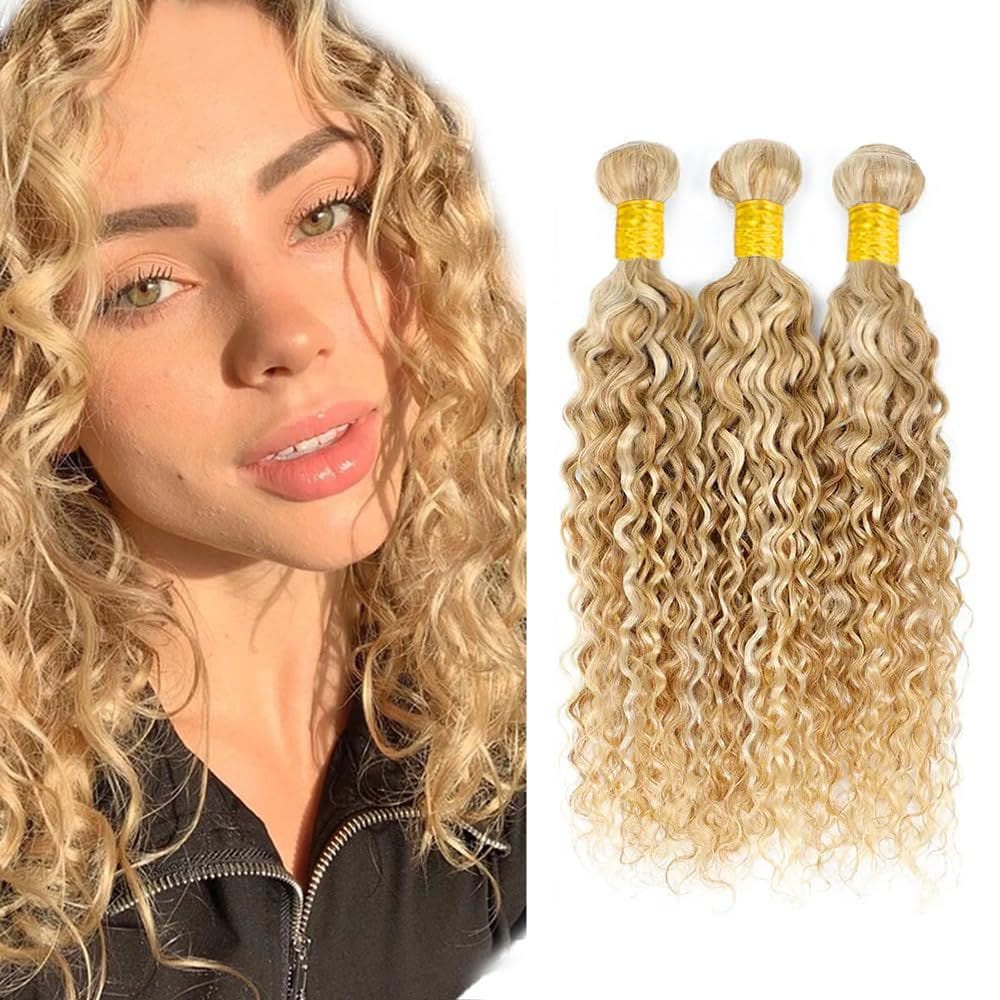 Pacotes de cabelo WuvusNM Blonde Water Wave 613 27 14 16 18 300g