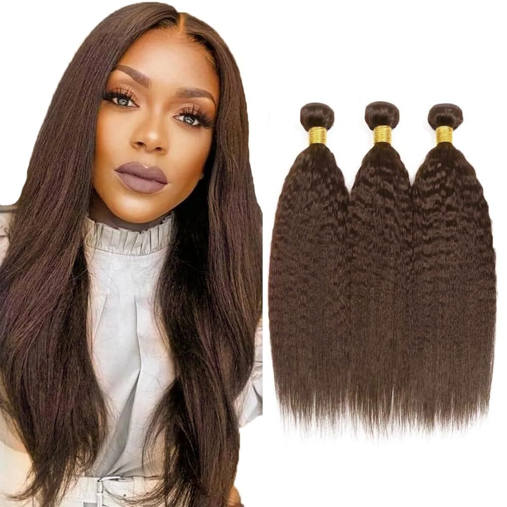 Pacotes de cabelo WuvusNM Kinky Straight Brown #4 45-55cm 300g