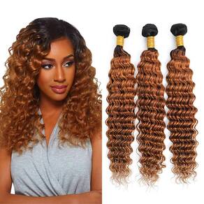 Pacotes de cabelo MAMART Ombre Brown Deep Wave 100% brasileiros