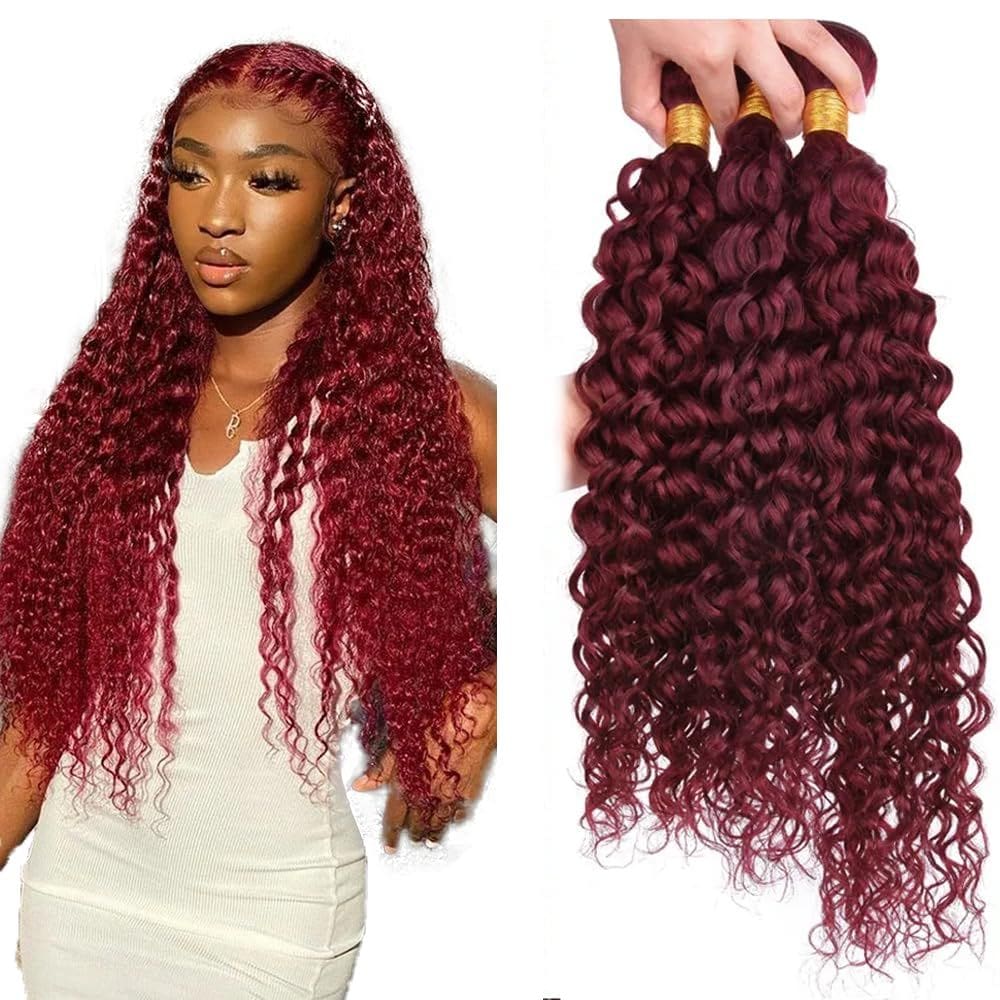 Pacotes de cabelo humano #99J Burgundy Water Wave 3 pacotes 50g/bd
