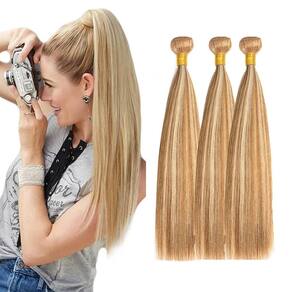 Pacotes de cabelo humano Poirewa P27/613 Highlight Blonde 50g