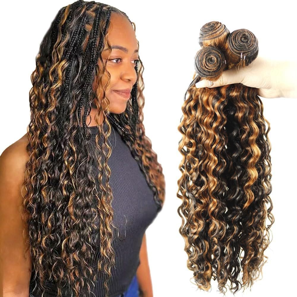 Pacotes de cabelo DiexRlamx Highlight Brown Deep Wave 40-50cm 8A