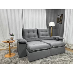 Sofá Retrátil Reclinável 2,00 m Cinza 502 Esplendor Plus