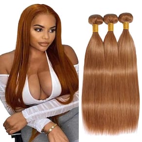 Pacotes de cabelo Nuailisex Light Brown #30 Straight 3x 56-66cm