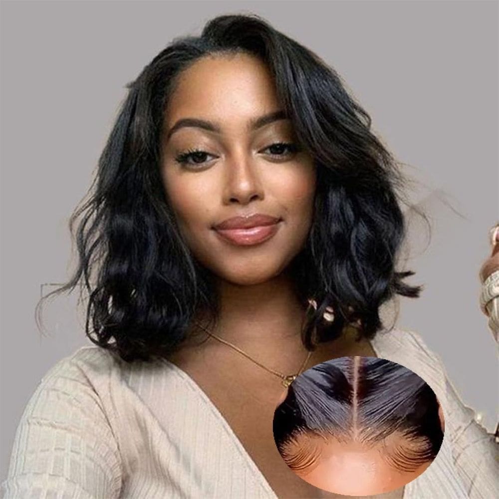 Peruca UWLK Body Wave Bob 35cm Cabelo humano 180% de densidade para mulheres