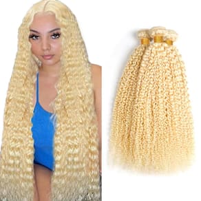 Pacotes de cabelo GveoxVO 613 Blonde Kinky Curly 22cm 24cm 26cm