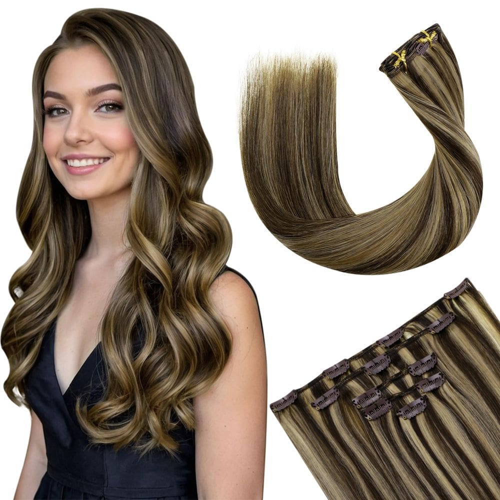 Extensões de cabelo Hetto Clip em cabelo humano real 40-55cm 80g
