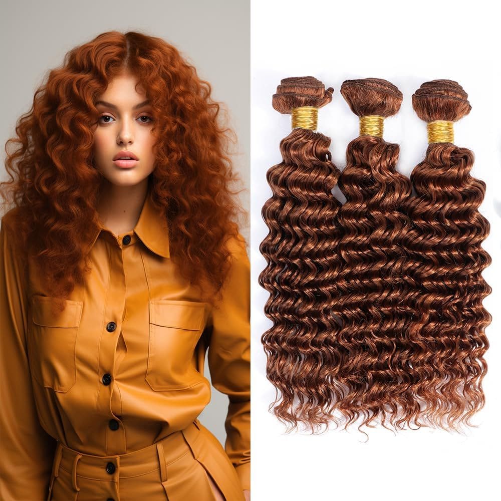 Pacotes de cabelo Yuksoocosh Color 30 Light Brown Deep Wave 20-24 polegadas