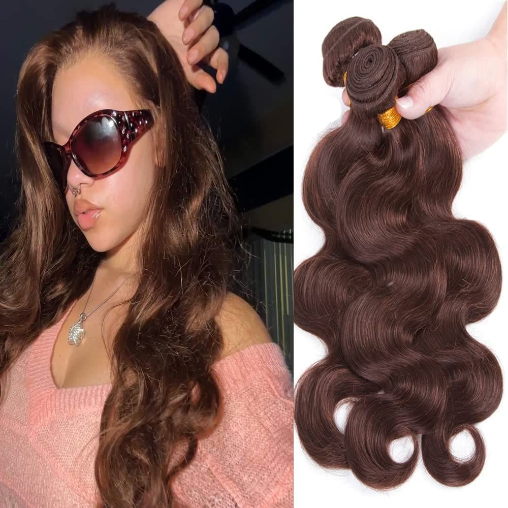 Pacotes de cabelo Yuksoocosh Color 4 Body Wave 56-66cm marrom escuro