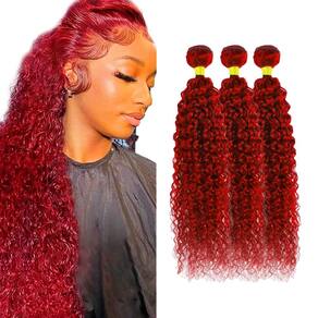 Pacotes de cabelo GveoxVO Red Kinky Curly 28cm 8A Peruvian Virgin