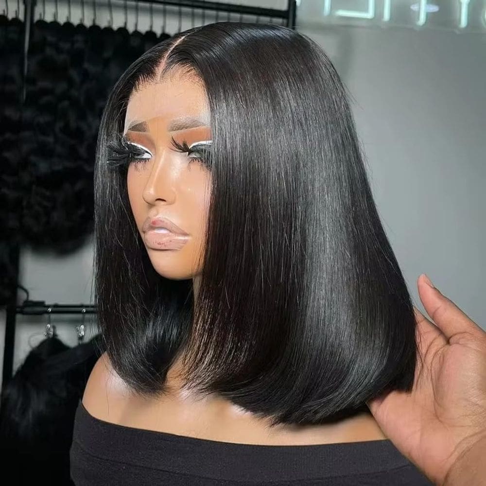 Peruca Thusiae Bob 30cm Cabelo humano 210% de densidade sem cola 12a