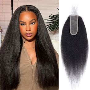 Fecho de renda DSEKCAIN Kinky Straight 2x6 HD Lace 22 cm de cabelo humano