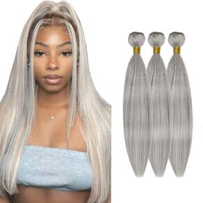 Pacotes de cabelo HuxoWax Silver Grey/613 Straight 8A Brazilian