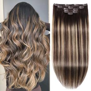 Extensões de cabelo Craineld Balayage Chocolate to Caramel de 20 polegadas