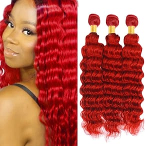 Pacotes de cabelo ZevPiul Bright Red Deep Wave 16cm Brazilian